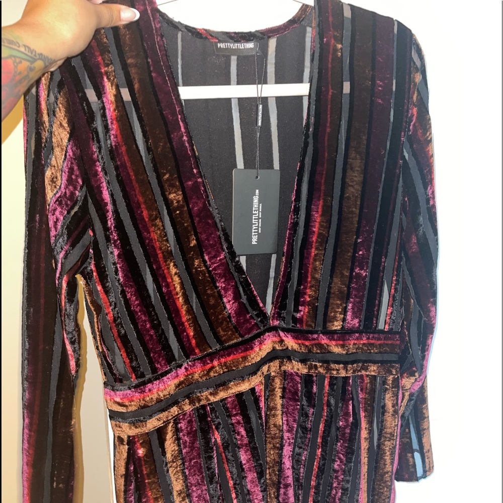 Velvet striped mini dress